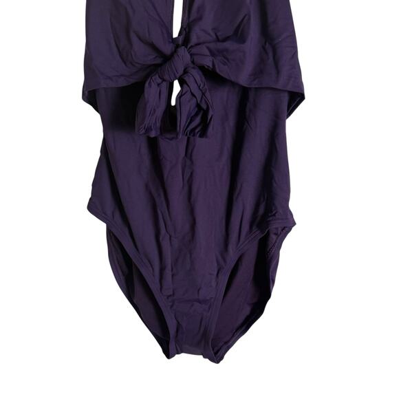 Vince Camuto Tie Front Plum Purple Halter One Piece Swimsuit Size 14 - Picture 5 of 11
